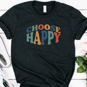 Choose Happy shirt, Groovy t-shirt with positive quote, Hippie shirt, Be happy shirt, Happy Tee