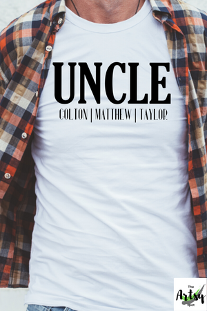Best uncle gift, uncle shirt with personalized names, New uncle reveal gift