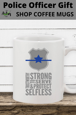 Police officer coffee mug, back the blue gift, coffee mug with thin blue line, police officer mug, Gift for a police officer, police gift, Civil Service gift
