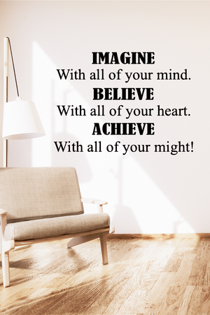 Imagine Believe Achieve decal, Motivational quote decal