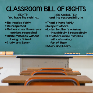 Classroom Bill of Rights, Classroom Rules decal, Rights and Responsibilities, Social Studies classroom decor