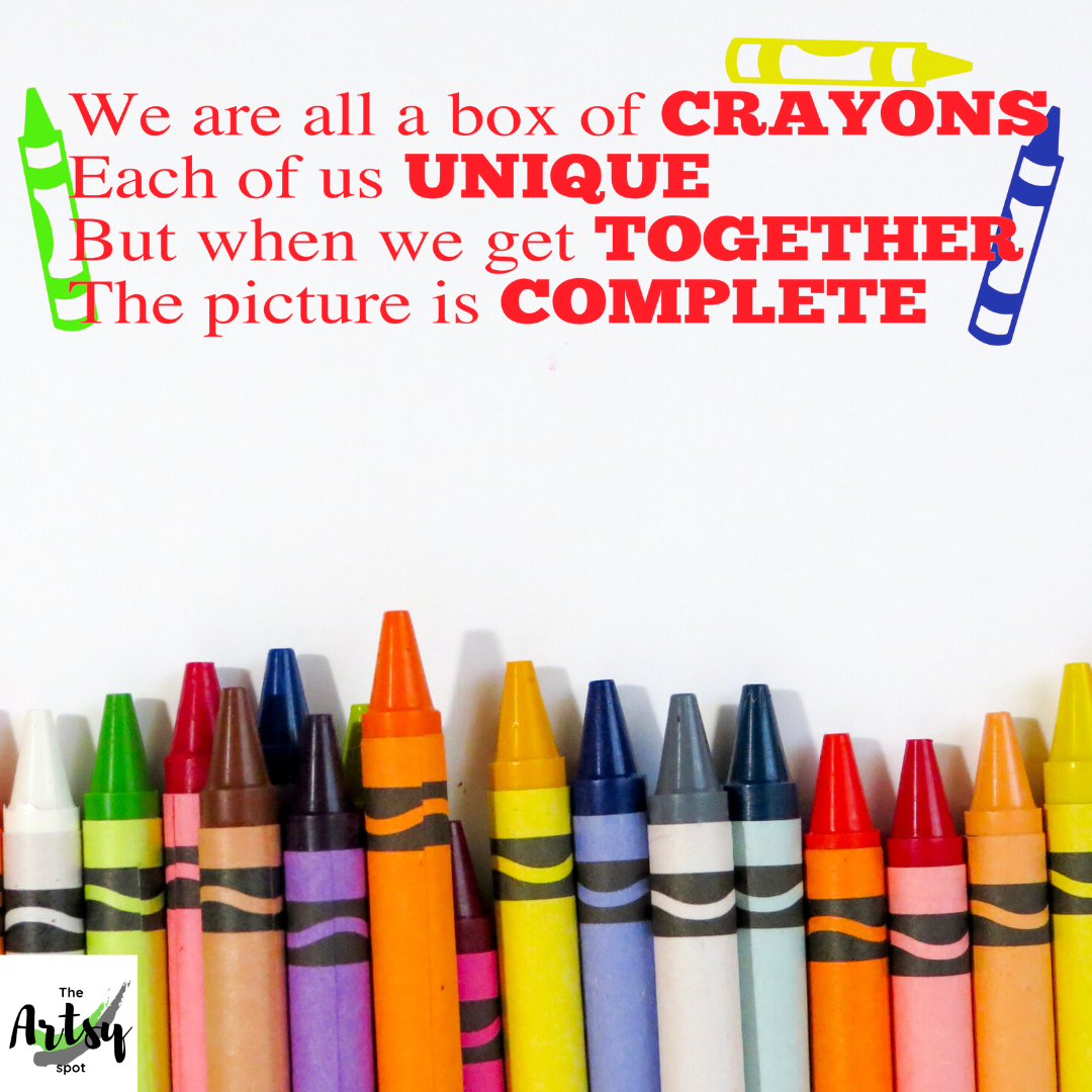We are all a box of crayons, Special Education decal, Inclusion quote,  classroom decal – The Artsy Spot