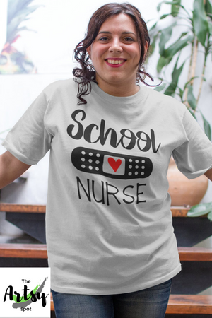 School nurse shirt with bandaid and heart, Shirt for school nurse, nurse appreciation shirt, School Nurse week shirt