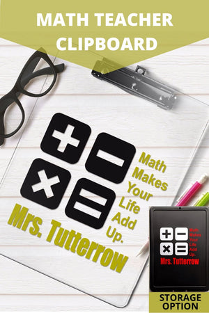 Math Teacher Clipboard, Math Teacher Gift, Pinterest image