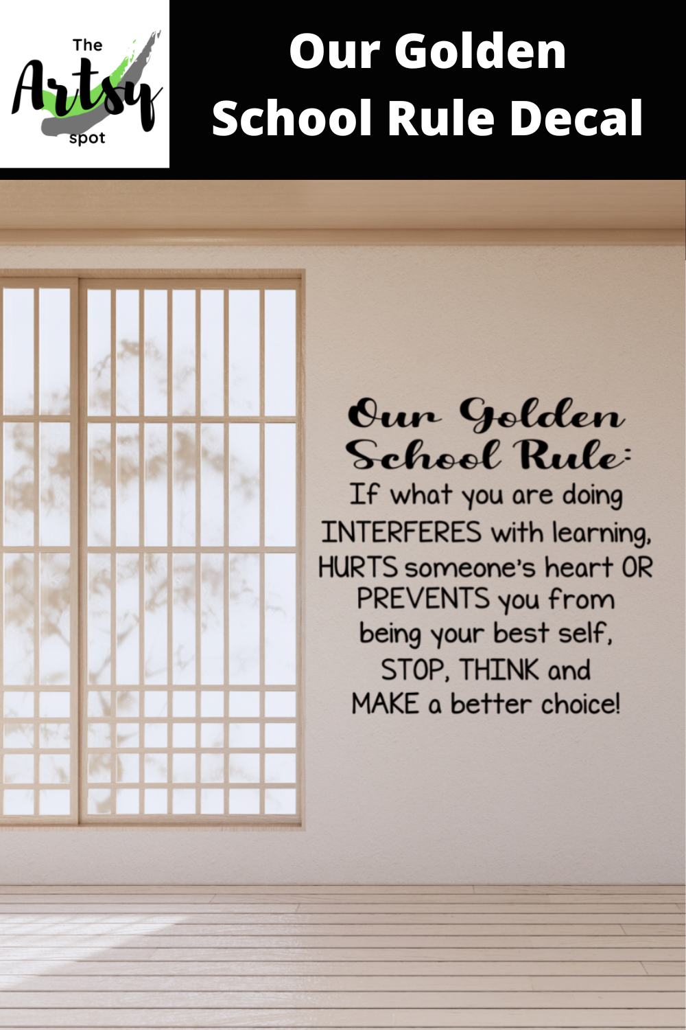 Our Golden SCHOOL Rule Wall Decal, Back to School, School office decor ...