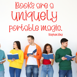 Books are a completely Portable magic decal, Stephen King quote, library decal, High school library decor, middle school librarian