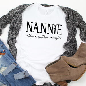 Nannie shirt with kid's names, Custom Nannie shirt, Gift for Nannie, Personalized Nannie shirt, shirt for new Grandma shirt