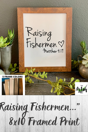 Raising Fishermen picture, FRAMED wall print Pinterest image