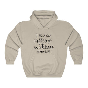 Sand mom hoodie, hooded sweatshirt for mom, caffeine and kisses hoodie