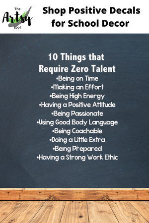 10 Things That Require Zero Talent Wall Decal, Motivational School Decal, Office decor, sales team quote, employee break room