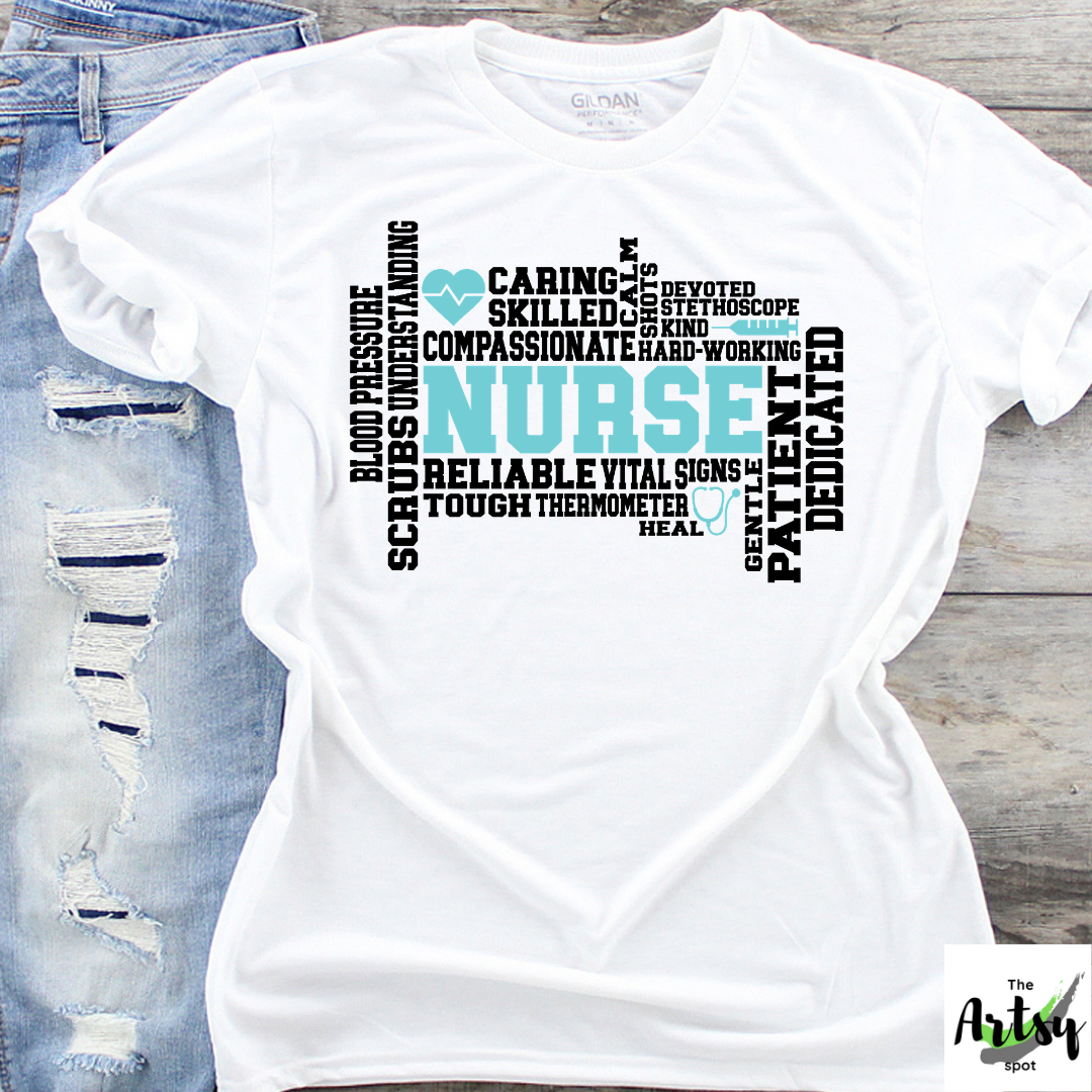Nurse shirt with word cloud