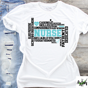 Nurse shirt with word cloud, nurse shirt, school nurse shirt, gift for a nurse, Nurse appreciation shirt