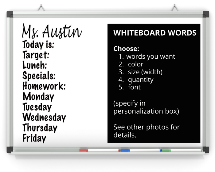 Whiteboard words decal