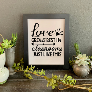 classroom picture, "Love Grows Best in Classrooms Just Like This" 