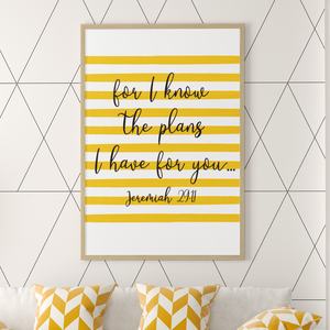 For I know the plans I have for you...Jeremiah 29:11 wall art print, The Artsy Spot