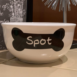 Pet bowl with bone and name, Dog bowl with name, Cat bowl with name, The Artsy Spot