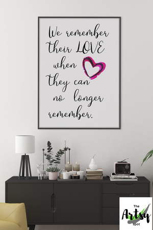 quotes on memory, Alzheimer's wall art, Alzheimer's decor