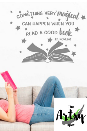 Something magical can happen when you read a good book decal, Pinterest image