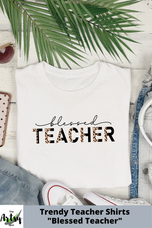 Blessed teacher shirt, Christian teacher shirt with leopard print, trendy teacher shirt for Christian teacher