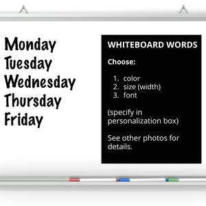 Days of the Week decal | custom whiteboard decals 