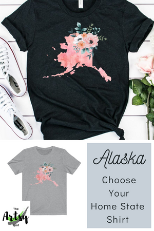 Watercolor Alaska shirt, Alaska home state shirt