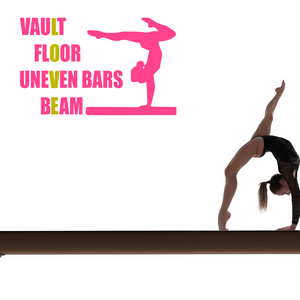 Gymnastics LOVE wall decal, Gymnastics events decal, Vault Floor Uneven Bars Beam decal, Girl's bedroom decal