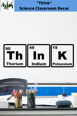 THINK wall decal, words using the periodic table, Chemistry teacher decal