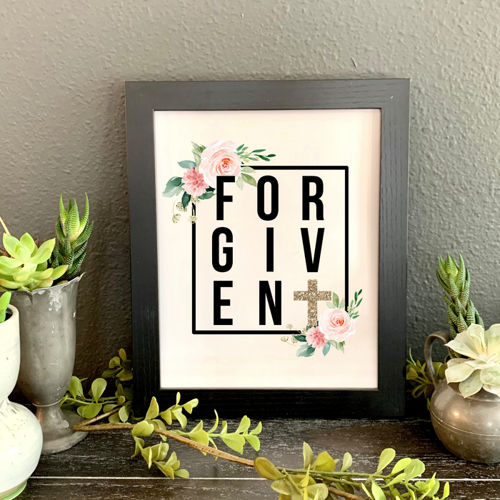 Forgiven picture, Forgiven wall print with gold cross
