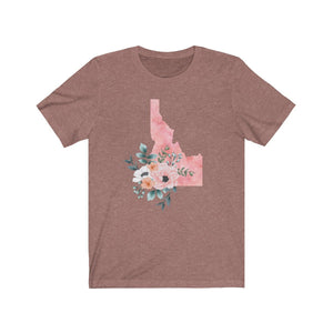 Heather Mauve Idaho home state shirt, Watercolor Idaho shirt, feminine Idaho T-shirt
