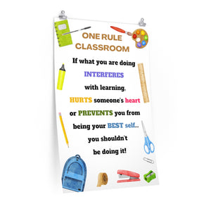 One Rule Classroom POSTER, Classroom rules poster, behavior management poster