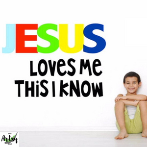 Jesus loves me this I know wall decal, Jesus loves me decal, Sunday school room decal, Children's ministry decor