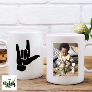 Sign language Photo coffee mug, I love you Personalized sign language gift