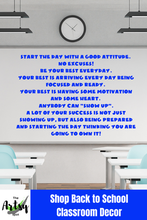 Start the Day with a Good Attitude decal, Motivational School decal, Inspirational school decor, Make it a great day, back to school decorations