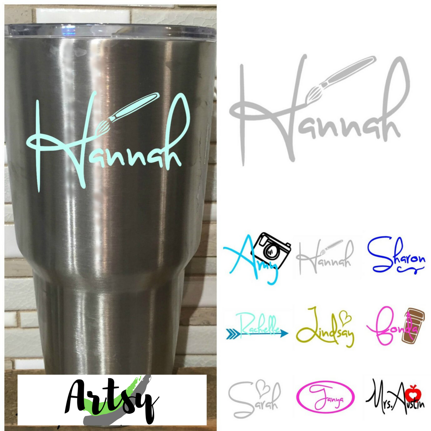 Tumbler name decals, window name decal – The Artsy Spot