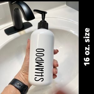16 oz Shampoo bottle, Plastic bottle with pump, The Artsy Spot