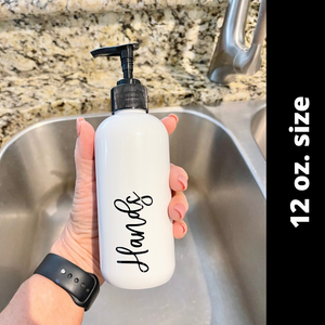 12 oz white bottle for kitchen or bathroom, The Artsy Spot