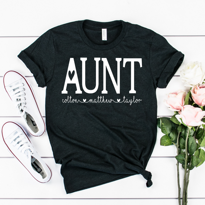 Personalized Aunt shirt with kids names