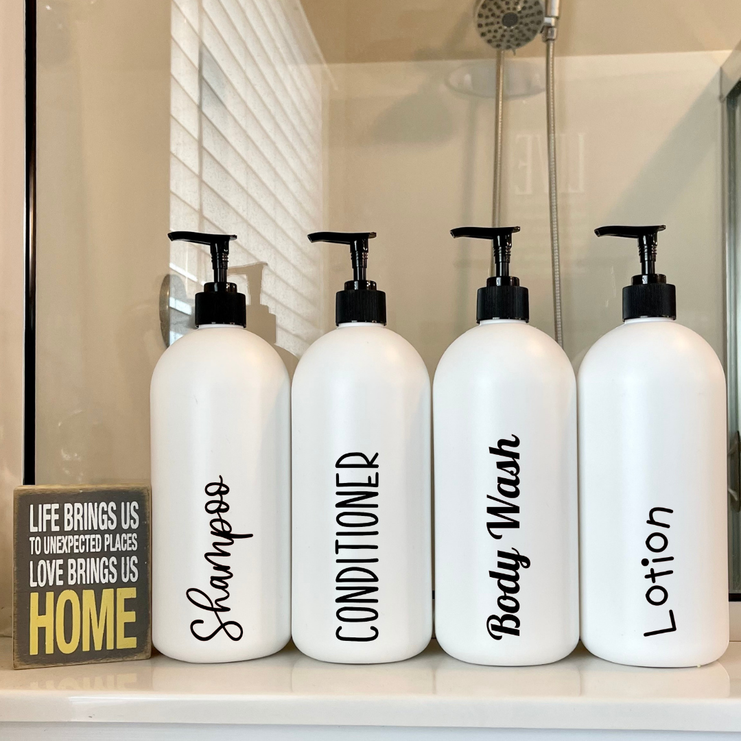 32 oz. Refillable Shampoo and Conditioner bottles Modern bathroom – The Artsy Spot
