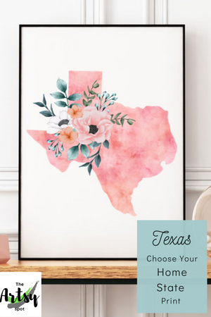 Texas poster, Texas watercolor poster, Texas state wall art print, Texas home state print, Texas home decor, Texas poster