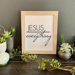 Jesus over everything print, Framed Christian picture, Christian home decor