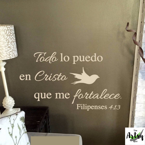 Spanish decal, Todo lo puedo en Cristo que me fortalece Filipenses 4:13 decal, Spanish scripture verse decal