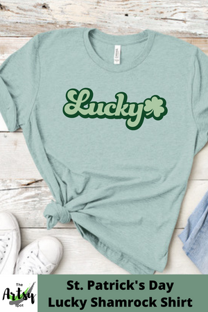 Lucky shirt, Lucky with Shamrock t-shirt, St. Patrick's Day shirt, Saint Patty's Day shirt with Retro font, Irish t-shirt
