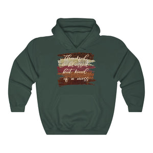 Thankful and blessed but kind of a mess hoodie, funny fall hoodie, fall hooded sweatshirt, funny mom gift for fall