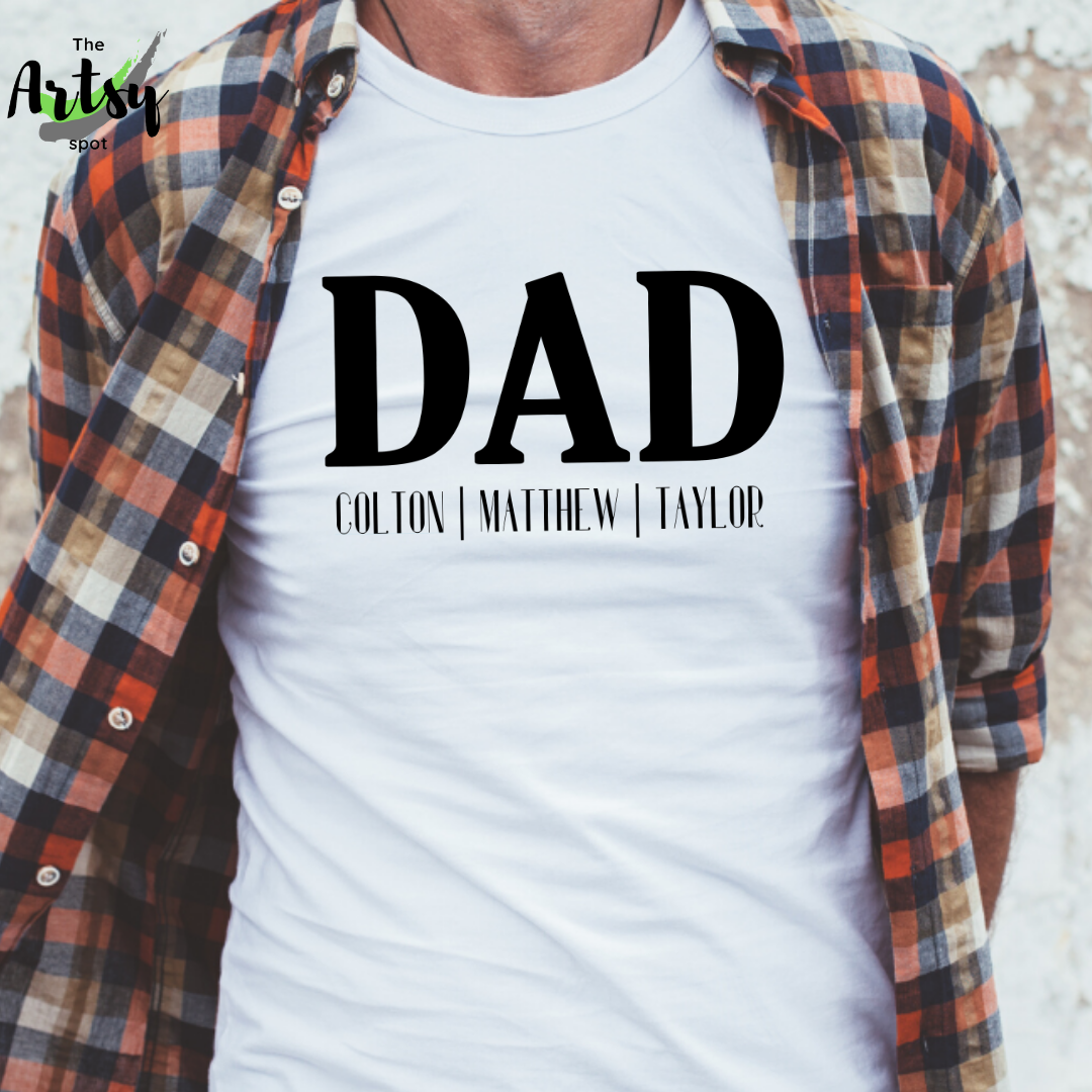 Printify Dad Shirt with Kid's Names, Personalized Dad Shirt, Father's Day Shirt Deep Heather / M