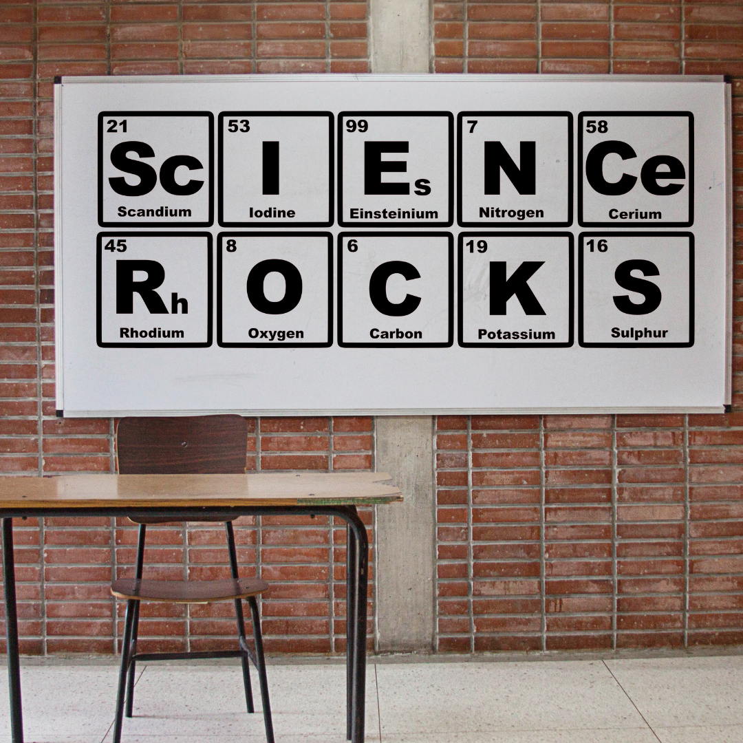 Science Rocks Decal with Periodic Table of Elements, Science wall decal ...