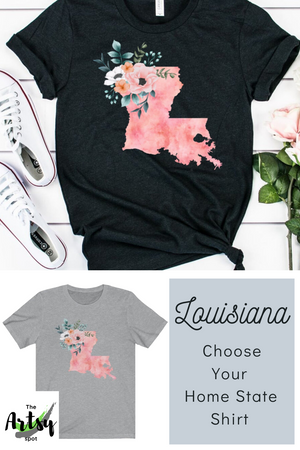 athletic heather Louisiana home state shirt, Watercolor Louisiana shirt, feminine Louisiana T-shirt