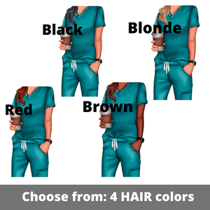4 hair color choices for nurse coffee mug, black, blonde, red, and brown
