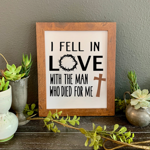 Easter sayings wall decor, Jesus Easter picture, I fell in love with the man who died for me