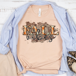 Fall vibes shirt with leopard print and buffalo plaid, Trendy fall t-shirt
