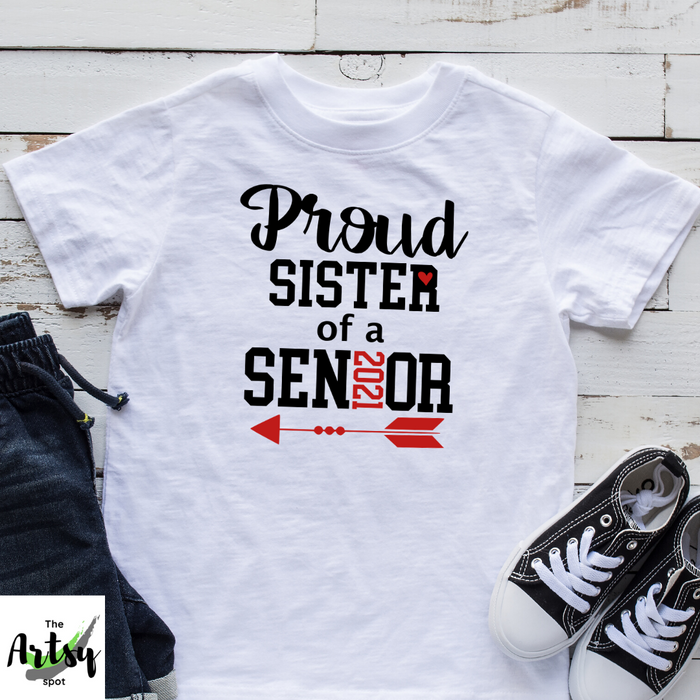 Proud sister of a 2021 senior, proud senior sister t-shirt, sister of a graduate, YOUTH graduation shirt